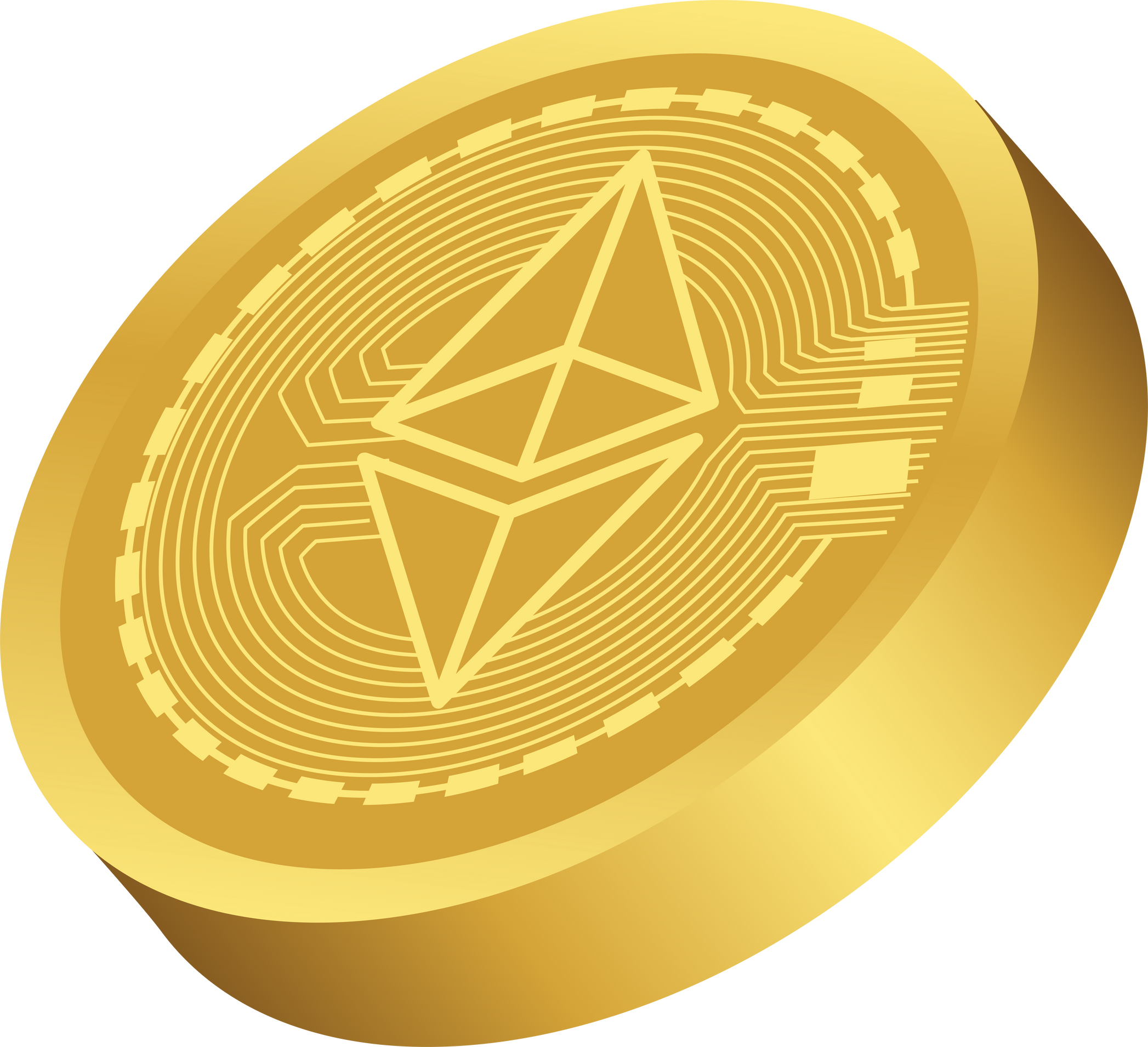 3D ethereum coin side view